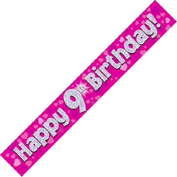 9FT PINK HOLO. 9TH B/DAY BANNER