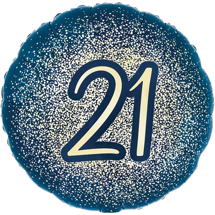 18In 21St Glitter Birthday Navy Gold Foil Balloon