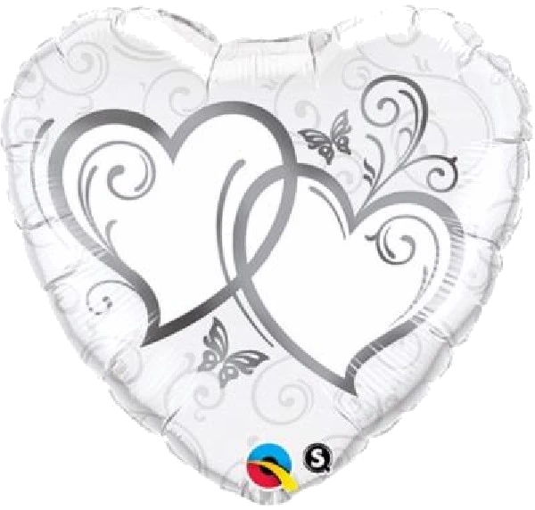 ENTWINED HEARTS SILVER 18IN FOIL