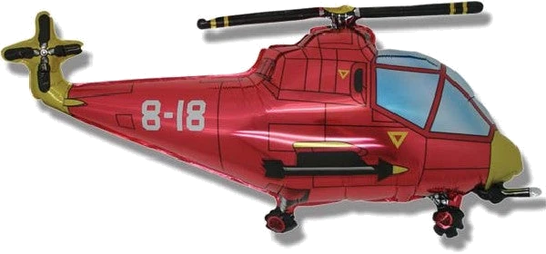 Red Helicopter Shaped Foil Balloon