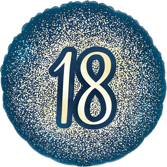 18In 18Th Glitter Birthday Navy Gold Foil Balloon