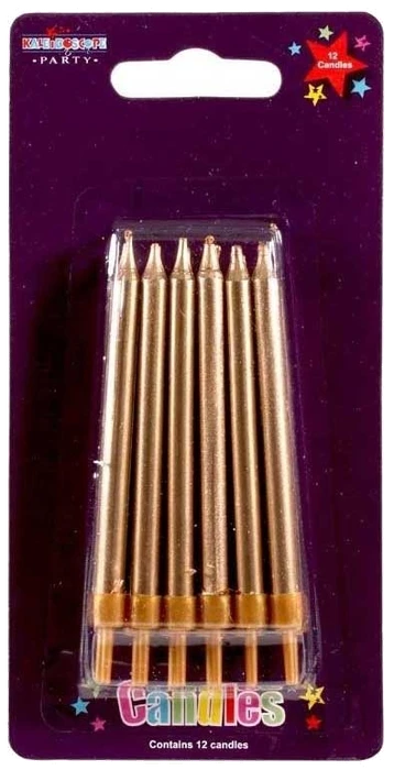 12Pk Gold Candles 6S