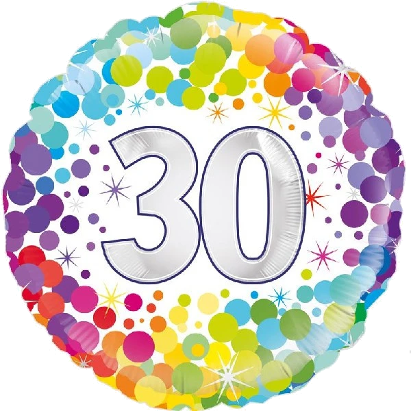 18IN COLOURFUL CONFETTI 30TH B/DAY