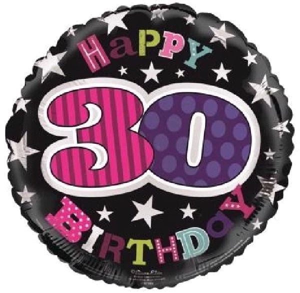 30TH B/DAY FEMALE 18IN FOIL BALLOON