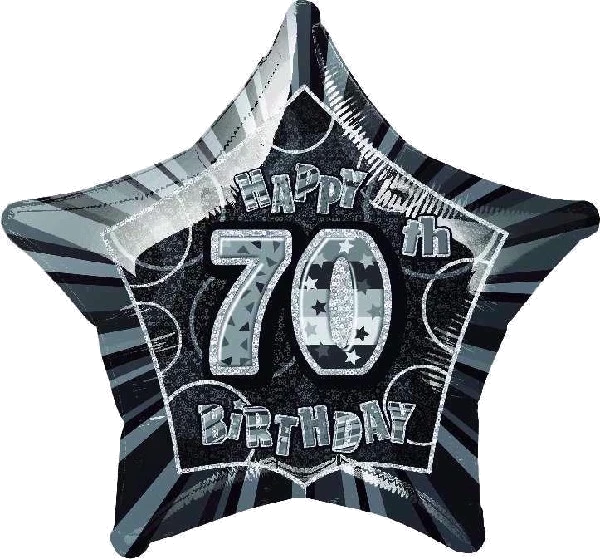 BLACK GLITZ 70TH 20IN FOIL BALLOON