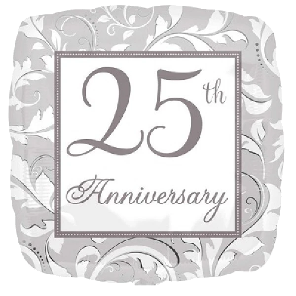 ELEGANT SCROLL 25TH ANNI 18IN FOIL
