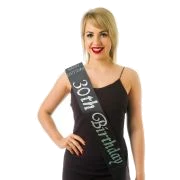 Black Satin 30Th Birthday Sash
