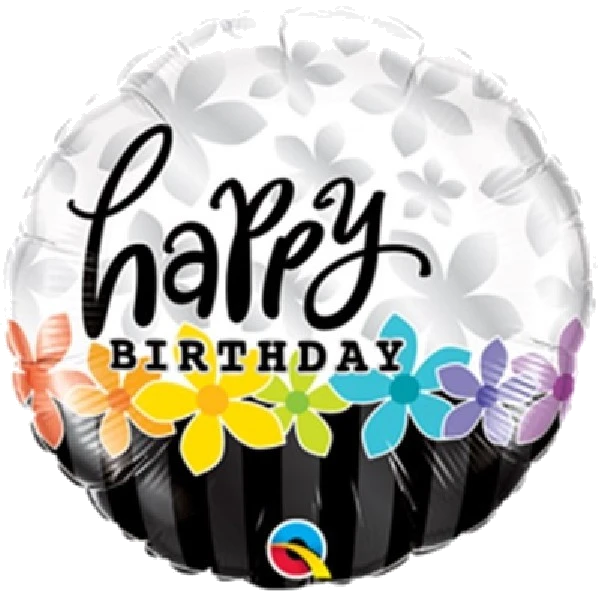 18IN B/DAY BAND OF FLOWERS FOIL BALLOON