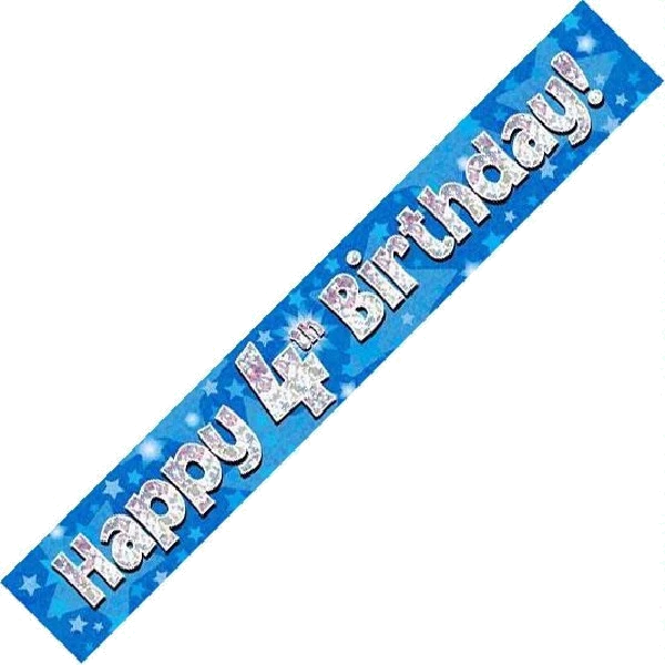 9FT BLUE HOLO. 4TH B/DAY BANNER
