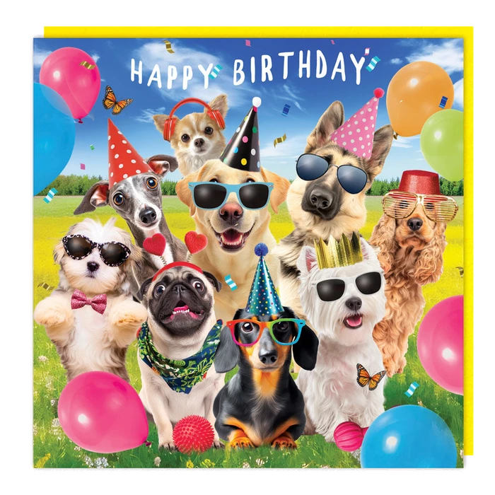 3D - Blank - Birthday Dogs