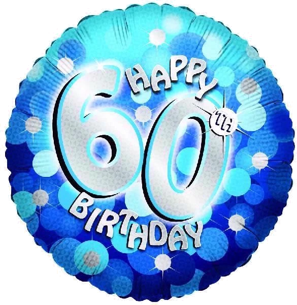 SPARKLE BLUE 60TH 18IN FOIL BALLOON