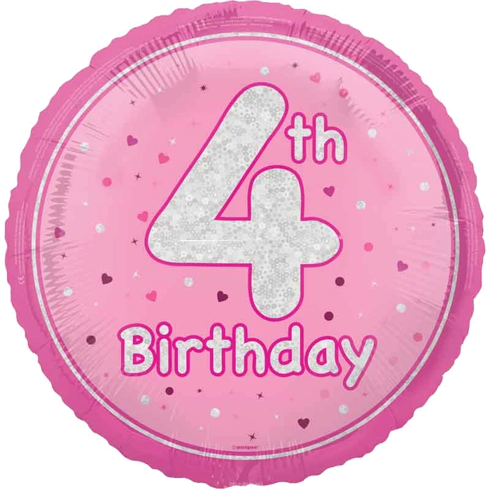 18In Glitz Pink 4Th Birthday Foil Balloon