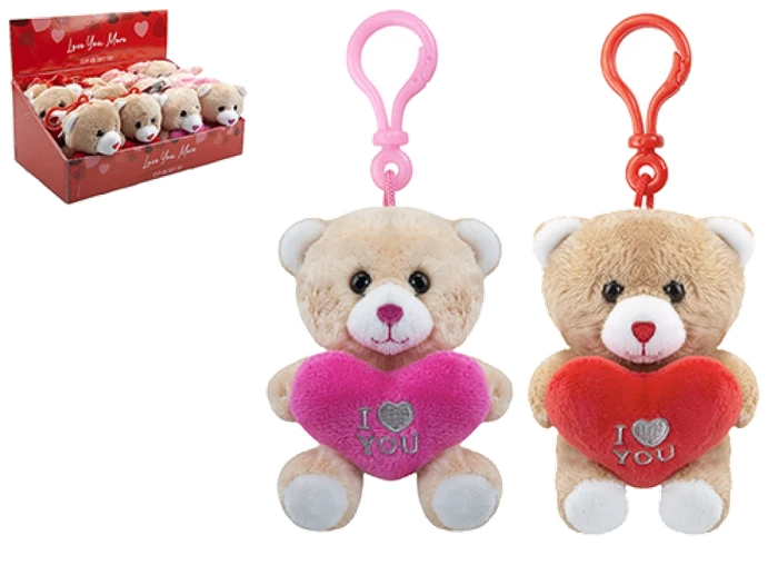 Bear With Heart Clip 4Inch Assorted
