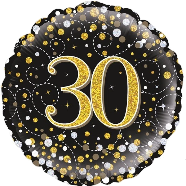 30TH SPARKLING FIZZ BLACK AND GOLD FOIL