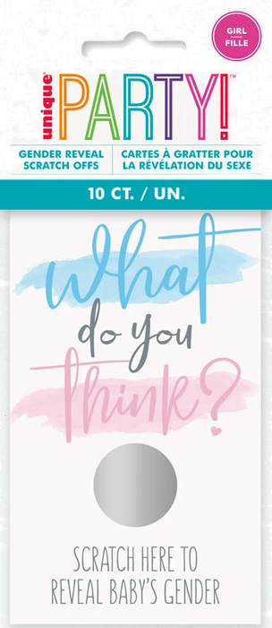 10Pk "Girl" Scratch-Off Gender Reveal Party Game