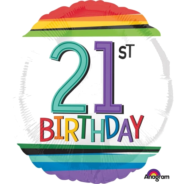 RAINBOW 21ST BIRTHDAY 18IN FOIL