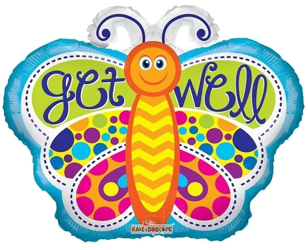 18IN GET WELL BUTTERFLY SHAPE FOIL