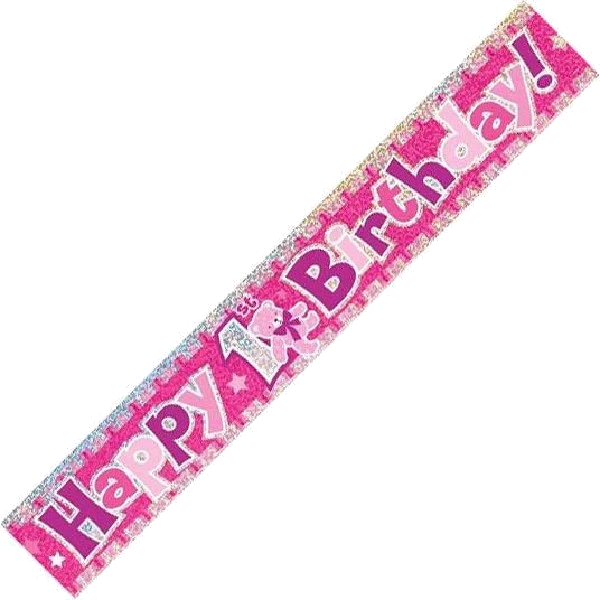 12FT 1ST B/DAY PINK PRISMATIC BANNER