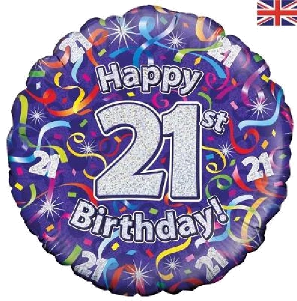 21ST B/DAY STREAMERS HOLO 18IN FOIL