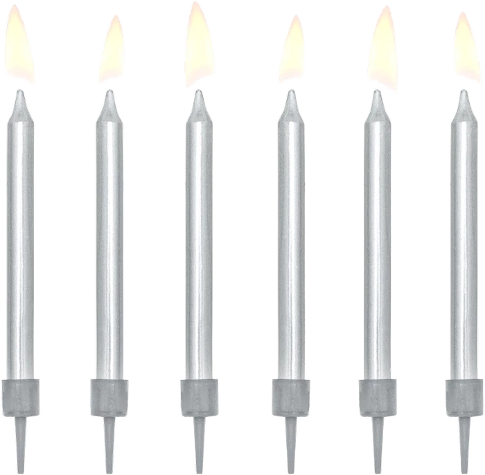 6PK 6cm PLAIN SILVER BIR