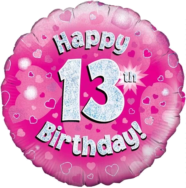 18In Happy 13Th Bday Pink Foil