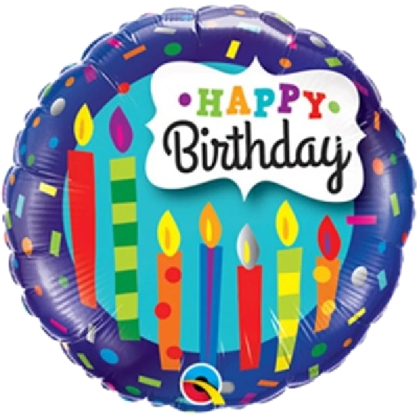 18IN B/DAY CANDLES & CONFETTI FOIL BALLOON