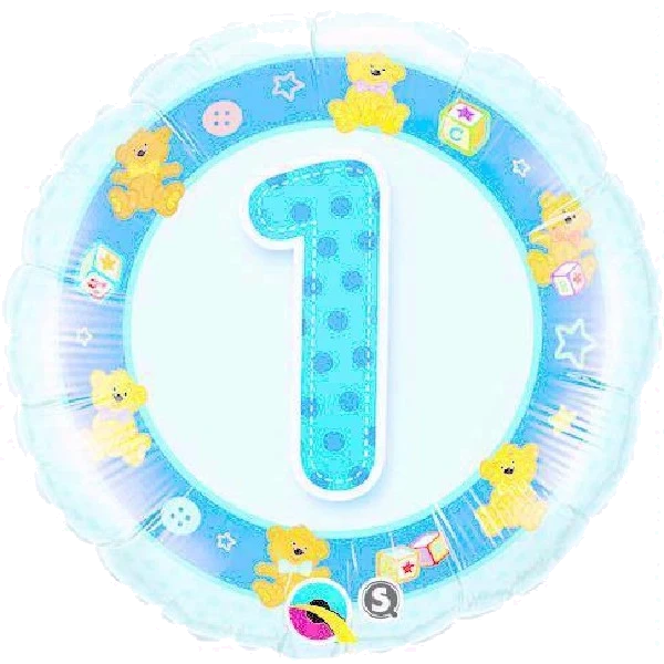 1ST B/DAY BLUE TEDDY 18IN FOIL