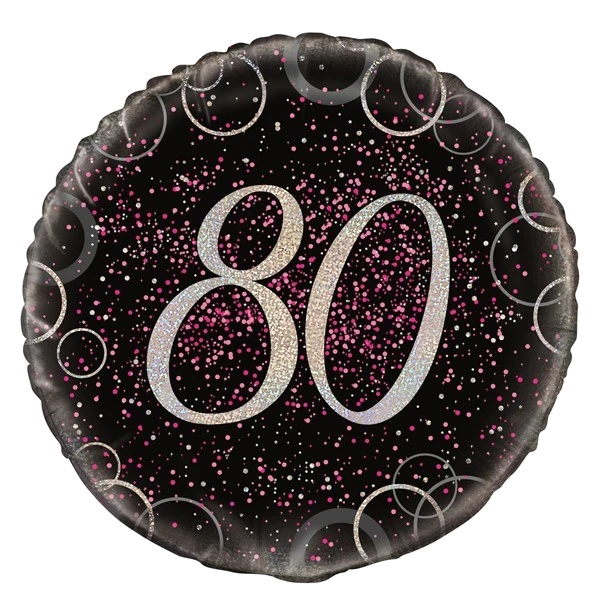 18IN PINK PRISMATIC 80TH FOIL BALLOON