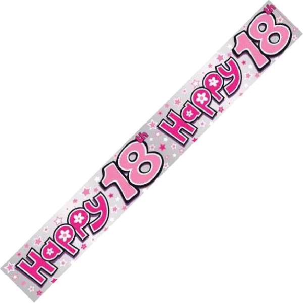 HAPPY 18TH PINK 9FT BANNER