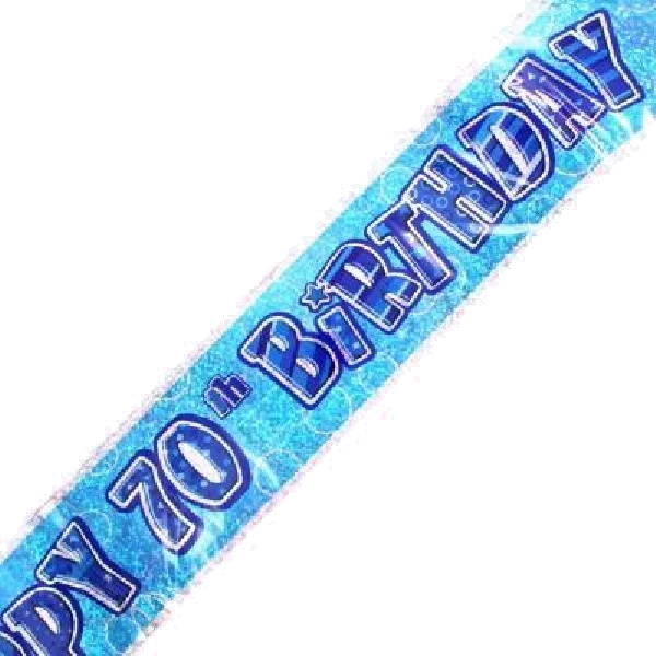 9FT BLUE GLITZ 70TH FOIL BANNER