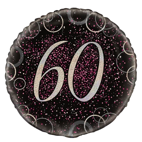 18IN PINK PRISMATIC 60TH FOIL BALLOON