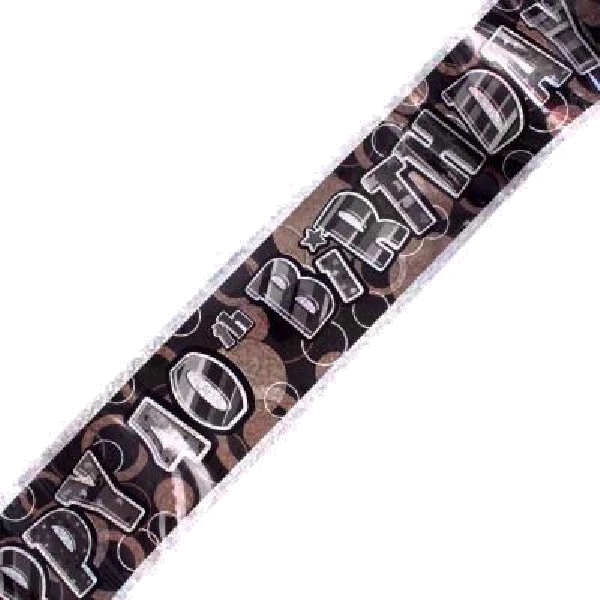 9FT BLACK GLITZ 40TH FOIL BANNER