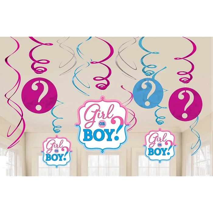 (12) Girl Or Boy Swirl Decorations