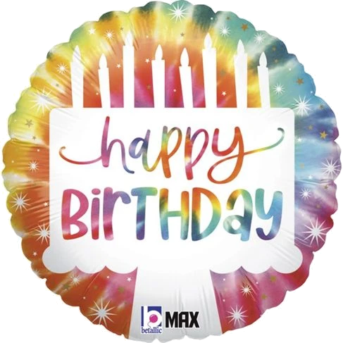 18In Tie-Dye Cake Birthday Foil Balloon