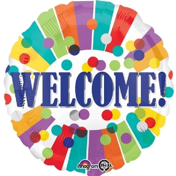 WELCOME DOTS & STRIPES 18IN FOIL
