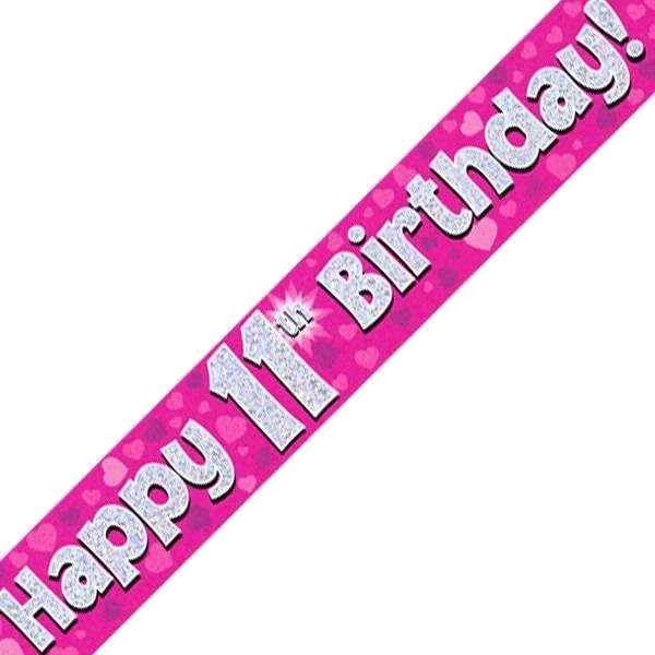 9FT 11TH BIRTHDAY PINK BANNER