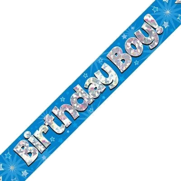 9FT B/DAY BOY BLUE HOLO BANNER