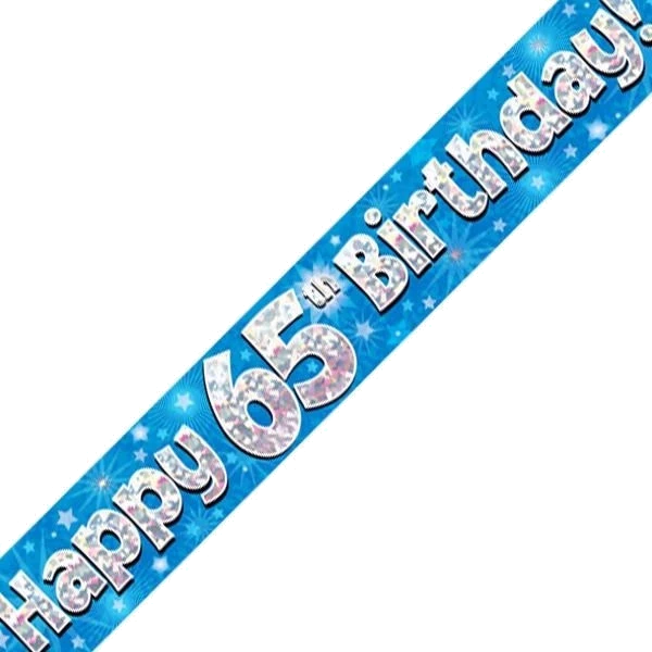 9FT 65TH BIRTHDAY BLUE BANNER