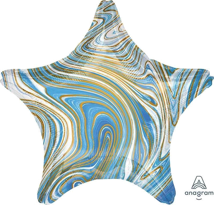 19In Blue Marblez Star Foil Balloon