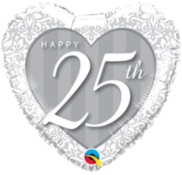 18IN 25TH DAMASK HEART FOIL BALLOON