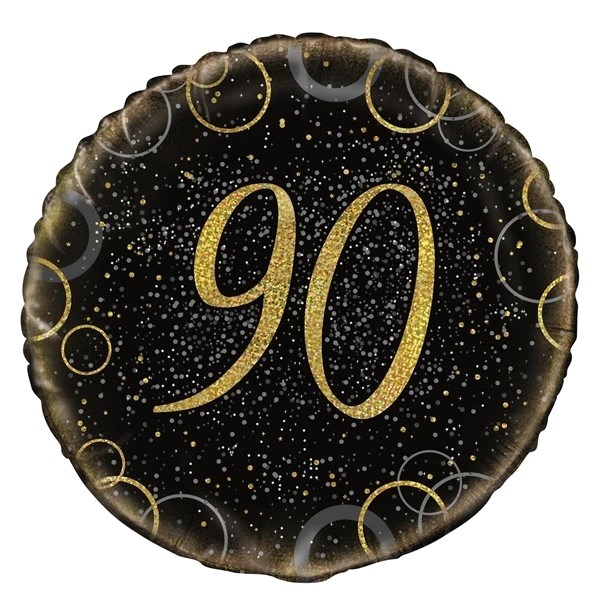 18IN GOLD PRISMATIC 90TH FOIL BALLOON