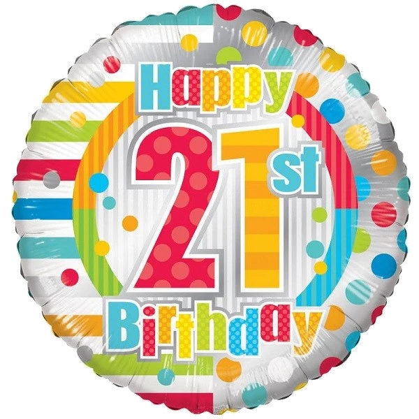 18IN UNISEX HAPPY 21ST BIRTHDAY FOIL