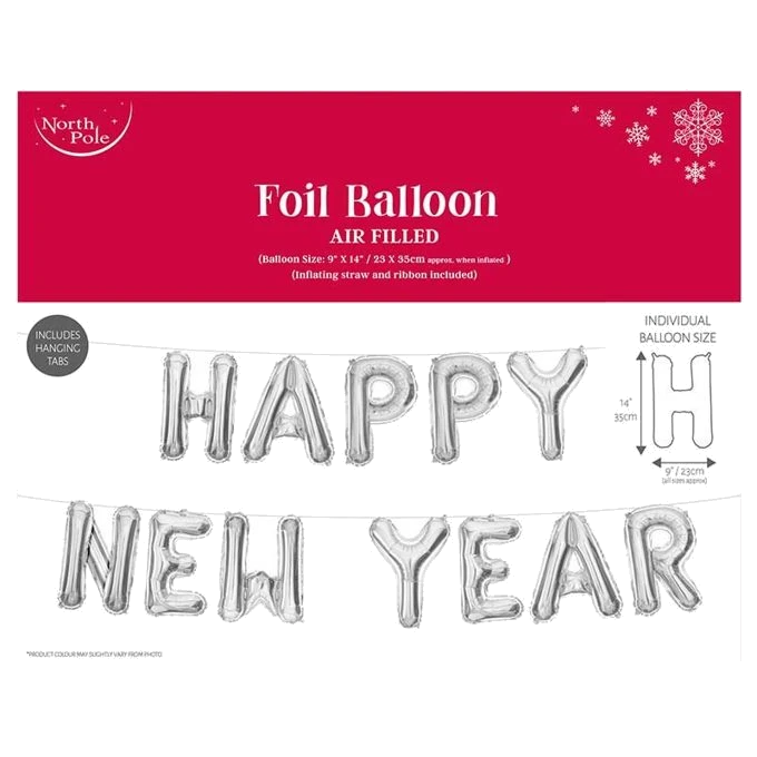 New Years Eve Silver Foil Balloon Kit