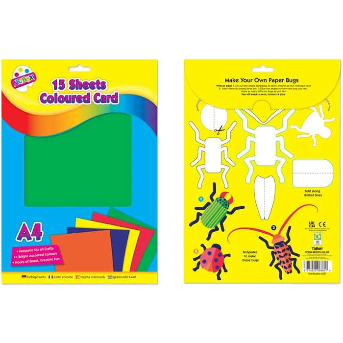 ART BOX COLOURED CARD 15 SHEETS