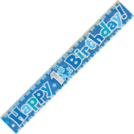 12FT 1ST B/DAY BLUE PRISMATIC BANNER