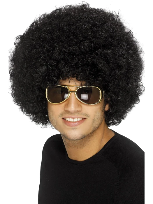70S Funky Afro Wig Black