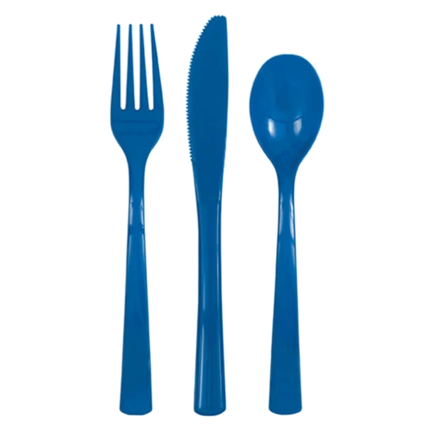 (18) Asst Royal Blue Cutlery