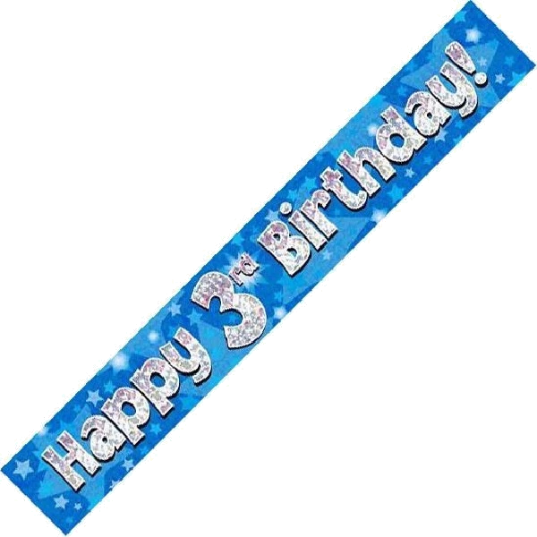 9FT BLUE HOLO. 3RD B/DAY BANNER