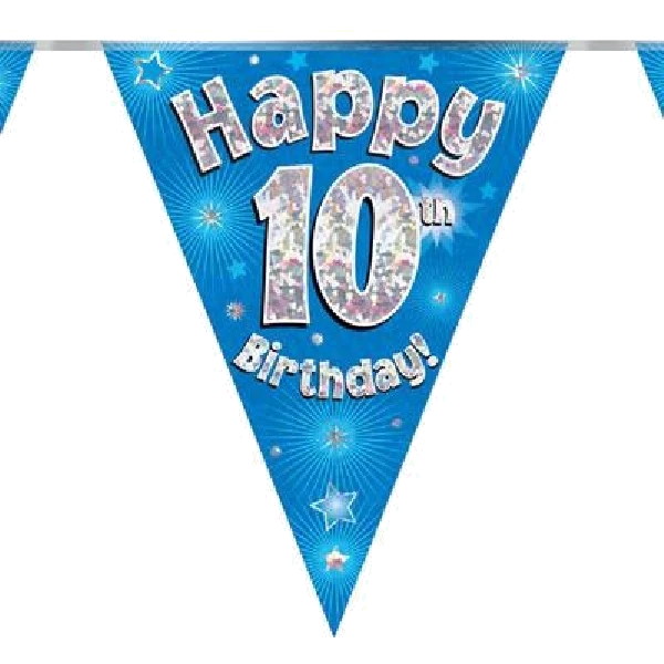 3.9M 10Th Birthday Blue Bunting