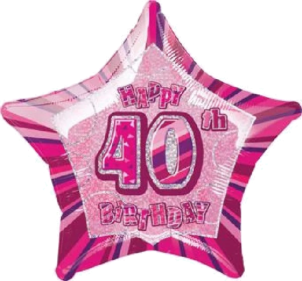 PINK GLITZ 40TH 20IN FOIL BALLOON